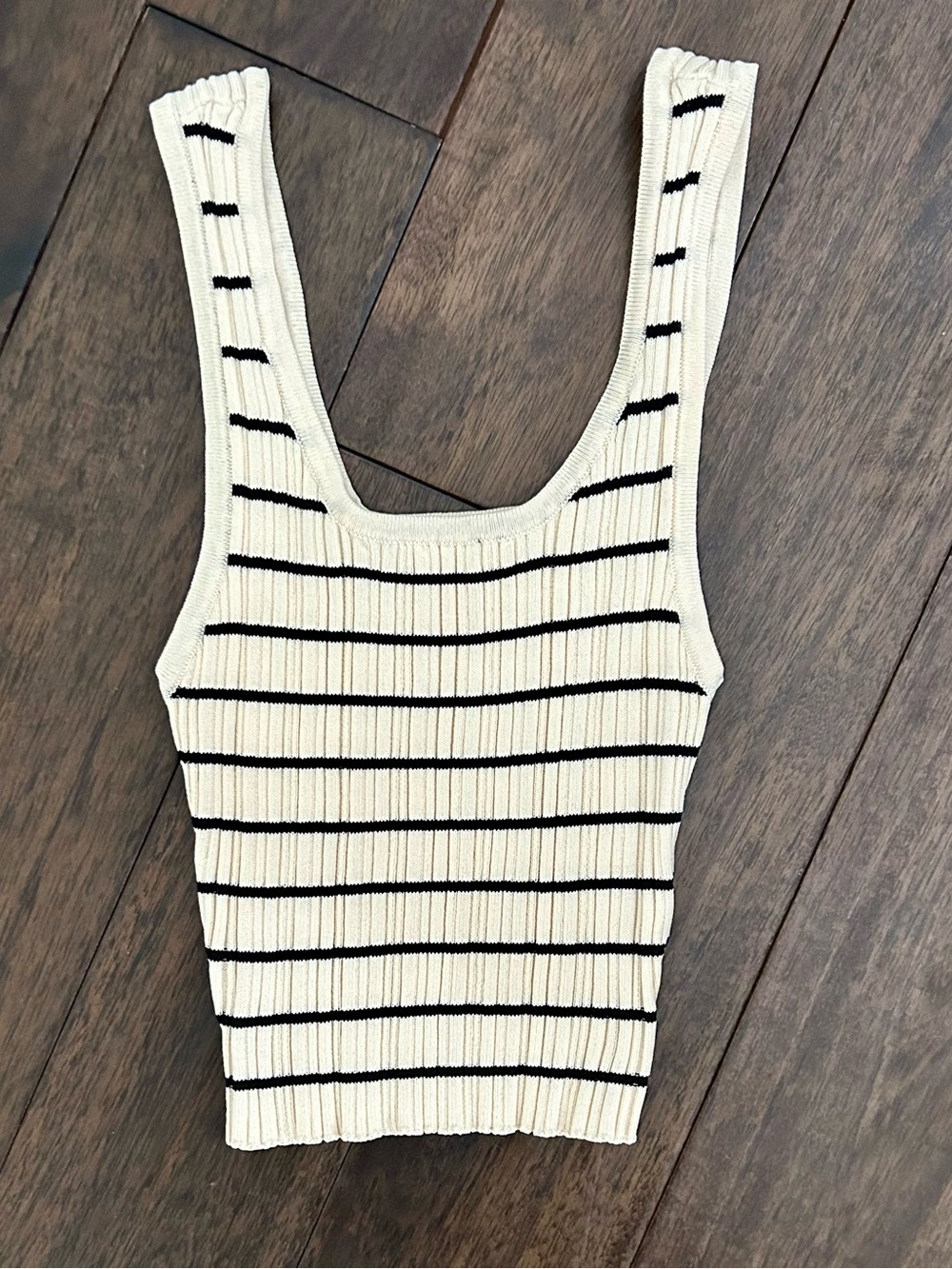 By Together Cream Black Striped Ribbed Knit Tank Top Size S NWOT - Picture 2 of 4